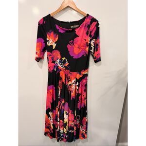 Marc Bouwer Floral Abstract Fit Flare Dress Small